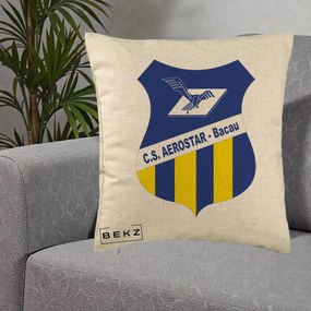 Perna Personalizata CS Aerostar Bacau Fotbal, 40x40 cm, Bej, Husa Detasabila, Perna Inclusa, BEKZ®