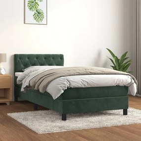 3141452 vidaXL Pat box spring cu saltea, verde închis, 80x200 cm, catifea