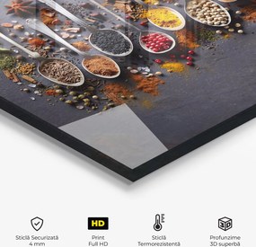 Panou Sticla Bucatarie, 80x120cm, Protectie aragaz, Antistropi, Termorezistent, Alimente, Condimente, Spices Black Board