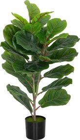 HOMCOM Plantă Artificială Ficus Lyrata Înaltă de 80 cm, Plantă Artificială Realistică pentru Interioare cu Vas, Decorațiune pentru Casă și Birou, Verde | Aosom Romania
