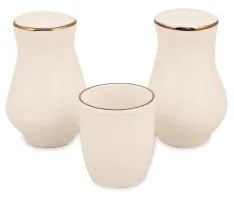 Set de veselă 83 piese, porțelan alb cu accente cupru