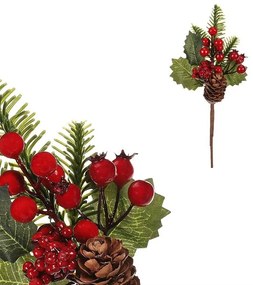 Set de crenguțe cu conuri și boabe, 3 bucăți,roșu, 24 cm