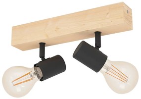 Plafonieră neagră/în culoare naturală 5x30 cm TOWNSHEND 3 – EGLO
