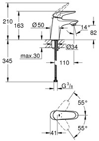 GROHE 23715003 - Baterie pentru lavoar EUROSTYLE, mărimea S, crom lucios