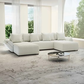 Colțar extensibil dumonde cu ladă de depozitare si sezut confortabil din spuma high-density, Berlin U Ambience Ivory 380x180 cm