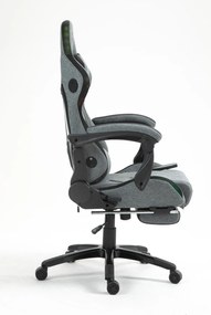 RESIGILAT- Scaun gaming, Masaj 7 puncte, Sistem iluminare banda LED RGB, Boxe Bluetooth, funcție șezlong, 90-155 grade, suport picioare, Textil, Gri/Negru