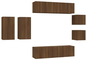 3120286 vidaXL Set dulap TV, 8 piese, stejar maro, lemn prelucrat
