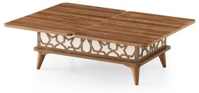 Masuta cafea extensibila ASYA 892, maro + alb, 90x60 120x38 75 cm