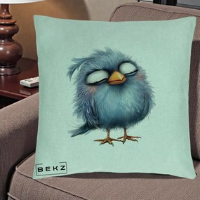 Perna Decorativa Pui Pufos Albastru Adormit, 40x40 cm, Verde Menta, Husa Detasabila, Perna Inclusa, BEKZ®