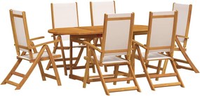 vidaXL Set mobilier de grădină, 7 piese, lemn masiv acacia/textilenă