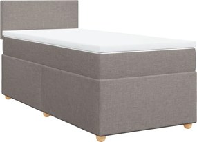 vidaXL Pat box spring cu saltea, gri taupe, 90x200 cm, textil