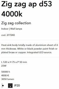 Aplica de perete LED lumina ambientala Zig zag ap d75 4000k BIANCO