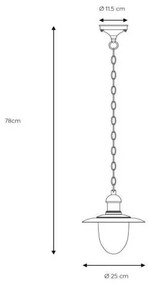 Lucide 11872/01/97 - Lampa suspendata exterior ARUBA 1xE27/60W/230V