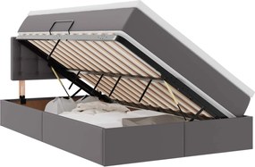 vidaXL Pat cu saltea și LED cu led Gri 120 x 190 cm Piele artificială