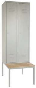 Dulap metalic cu bancă, 60 x 85 x 185 cm, închidere cilindră, gri - RAL 7035