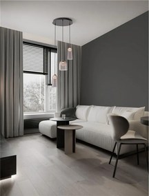 Lustra cu 3 pendule LED, Metal, Negru, Acrilic, DIONE
