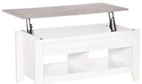 HOMCOM Masă de cafea cu blat extensibil, masă de salon cu rafturi și compartiment ascuns, 105 x 50 x 49-62,5 cm pentru salon, dormitor, lemn alb | Aosom Romania