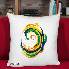 Perna Decorativa Vortex Abstract Colorat, 40x40 cm, Alb Pufos, Husa Detasabila, Perna Inclusa, BEKZ®