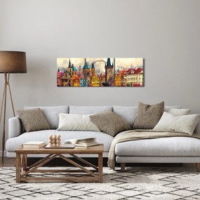 Tablou - Toamna în orașul pictat (cu ceas) (90x30 cm)