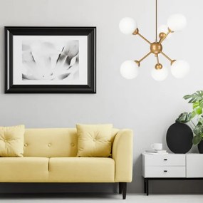 Lustră pe tijă RUBBY BALL 6xG9/5W/230V auriu