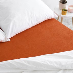 Goldea cearceafuri de pat din terry cu elastic - cărămiziu 90 x 220 cm