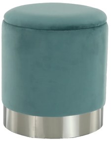 Taburet, catifea Velvet verde-mentol/crom argintiu, DARON