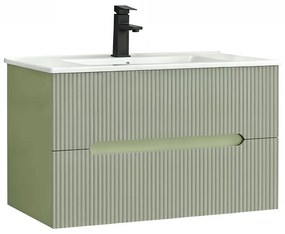 Trent 80 mobilier de baie inferior cu chiuvetă ceramică (2 sertare) verde fistic-verde măsline