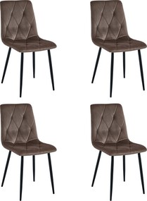 Set 4 Scaune Bucatarie/Dining Fido, Catifea Maro Inchis