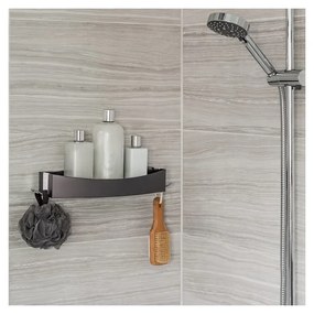 Etajeră autoadezivă pentru baie Compactor Clever Flip Shower, negru