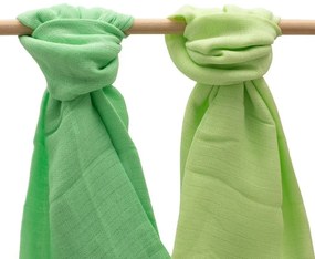 New Baby Scutece de bumbac verde deschis șiînchis, 70 x 80 cm, set de 2