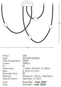 Lustra LED arcuita design modern Line negru