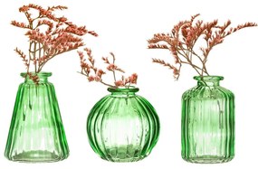 Set 3 vaze din sticlă Sass &amp; Belle Bud, verde