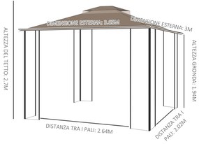 Outsunny Foisor de Gradina 3.65x3m cu Plasa de Tantari si Acoperis Dublu | Aosom Ro