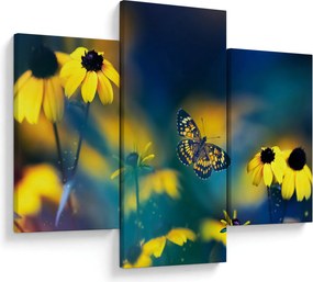 Tablou - Fluture galben și flori (90x60 cm)