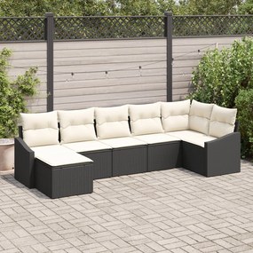 vidaXL Set de canapele pentru grădină 7 pcs Negru Rattan poli