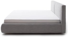 Pat matrimonial gri tapițat cu spațiu de depozitare cu somieră 180x200 cm Atesio – Meise Möbel