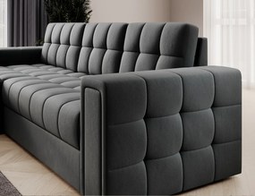 Coltar extensibil reversibil 3 locuri ELTAP, Blenvi, 260x150x82 cm, lemn/poliester, gri antracit