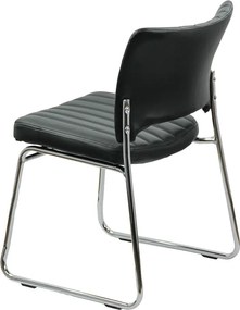 Scaun vizitator negru HRC 613 din piele ecologică și cadru cromat