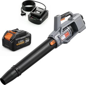 Outsunny Suflător de frunze fără fir 36V cu 2 Baterii de 4.0Ah și Încărcător Motor fără perii 1000W până la 270 km/h Gri Deschis | Aosom Romania