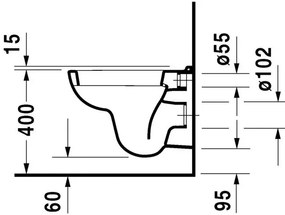 Vas WC suspendat Duravit D-CODE 35x48 cm evacuare orizontala, compact