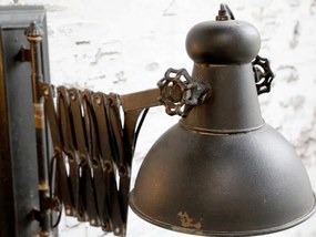 Aplica de perete extensibilă din metal, finisaj negru antichizat, L45–105 cm, Factory