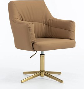 HR840CROSS Scaun Caramel Piele Ecologica Premium Soft cu Bază Aurie