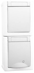 Intrerupator + Priza IP54 Pacific Panasonic, PT, alb