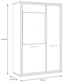 Vitrina Joasa Rigmor, Alb Si Gri Argintiu, 101.4 Cm