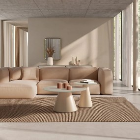 Măsuțe de cafea crem 2 buc. rotunde cu blat din sticlă ø 80 cm Vida – MOME