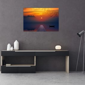 Tablou cu podul în apus de soare (90x60 cm)