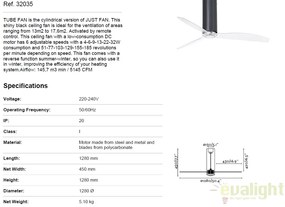 Ventilator cu telecomanda Tube negru lucios / transparent 32035