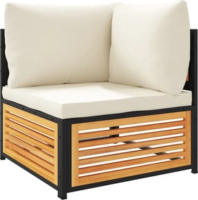 vidaXL Canapea de colț de grădină, cu perne, lemn masiv acacia