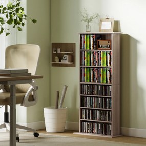 HOMCOM Raft pentru CD-uri cu 6 rafturi reglabile, capacitate 360 CD/185 DVD, 58 x 24 x 126,3 cm, culoare lemn | Aosom Romania