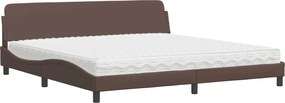 vidaXL Pat cu saltea, Dover, maro, 200x200 cm, piele ecologică
